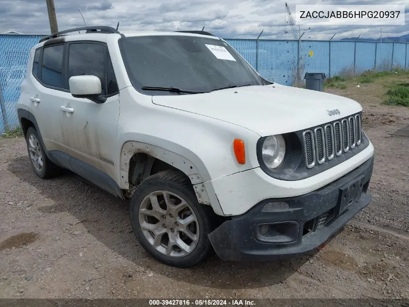 2017 Jeep Renegade Latitude Fwd VIN: ZACCJABB6HPG20937 Lot: 39427816