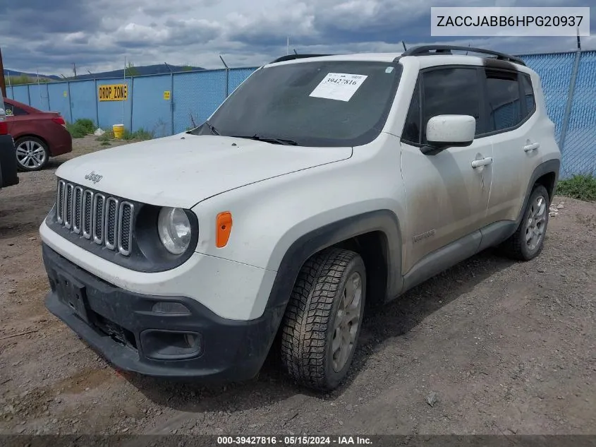 2017 Jeep Renegade Latitude Fwd VIN: ZACCJABB6HPG20937 Lot: 39427816