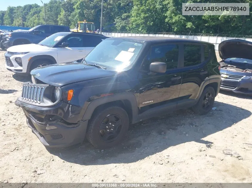 2017 Jeep Renegade Sport Fwd VIN: ZACCJAAB5HPE78940 Lot: 39513368