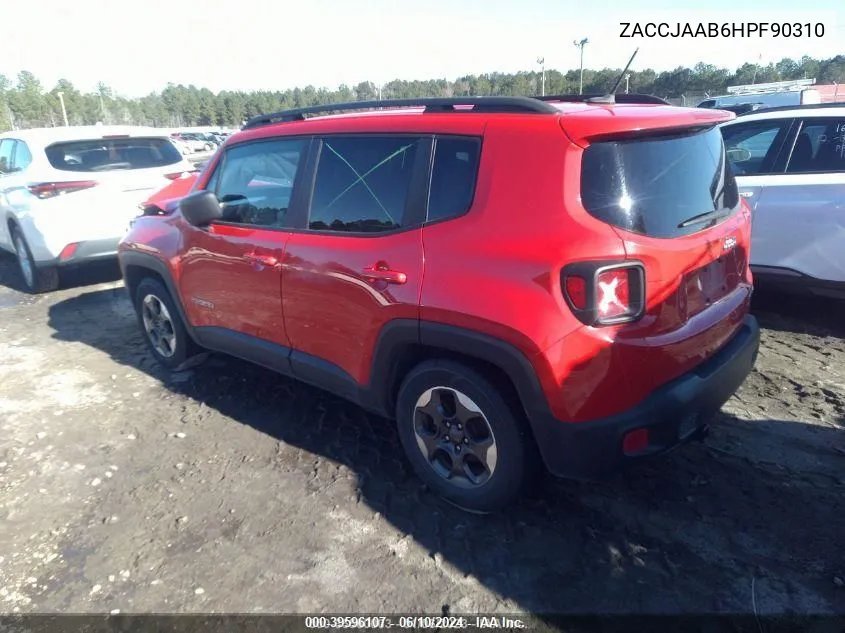 2017 Jeep Renegade Sport Fwd VIN: ZACCJAAB6HPF90310 Lot: 39596107