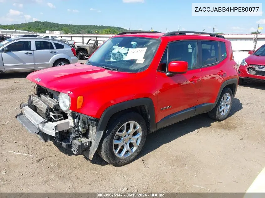 2017 Jeep Renegade Latitude Fwd VIN: ZACCJABB4HPE80077 Lot: 39675147