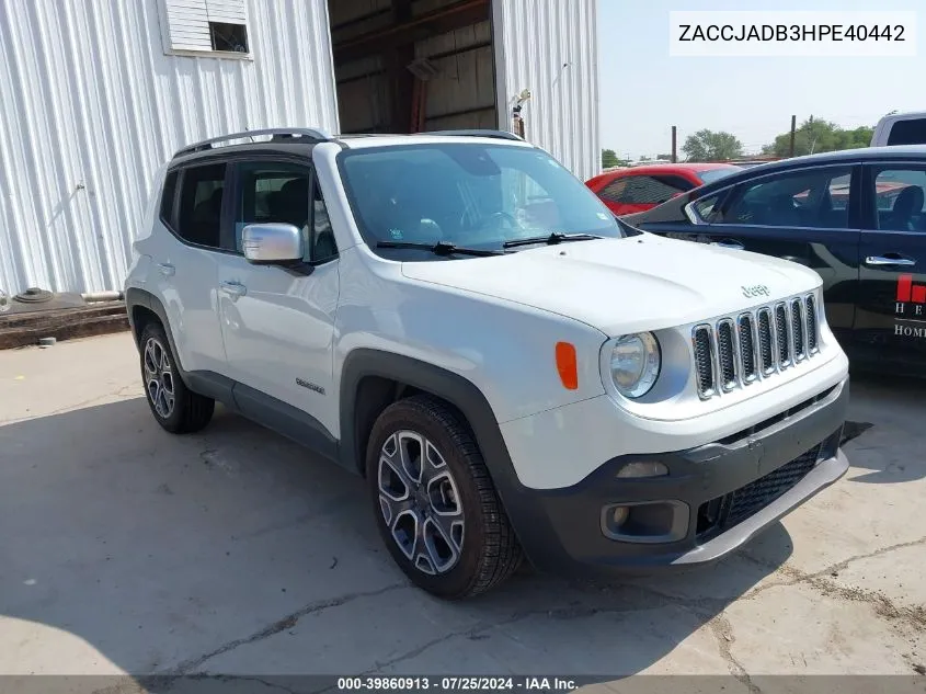 ZACCJADB3HPE40442 2017 Jeep Renegade Limited Fwd