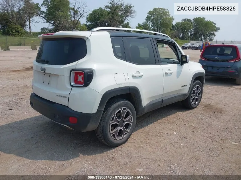 ZACCJBDB4HPE58826 2017 Jeep Renegade Limited 4X4