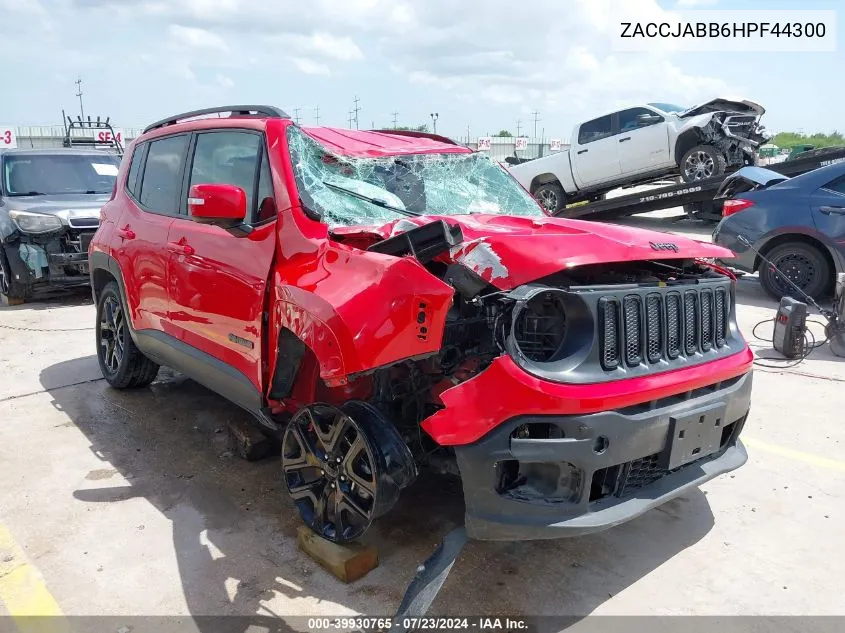 2017 Jeep Renegade Altitude Fwd VIN: ZACCJABB6HPF44300 Lot: 39930765