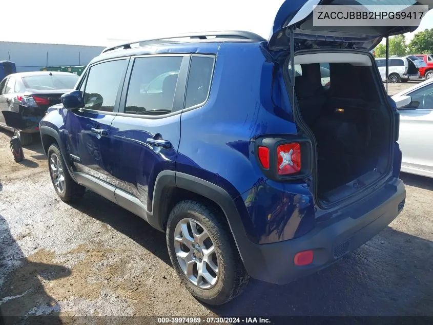 2017 Jeep Renegade Latitude 4X4 VIN: ZACCJBBB2HPG59417 Lot: 39974989