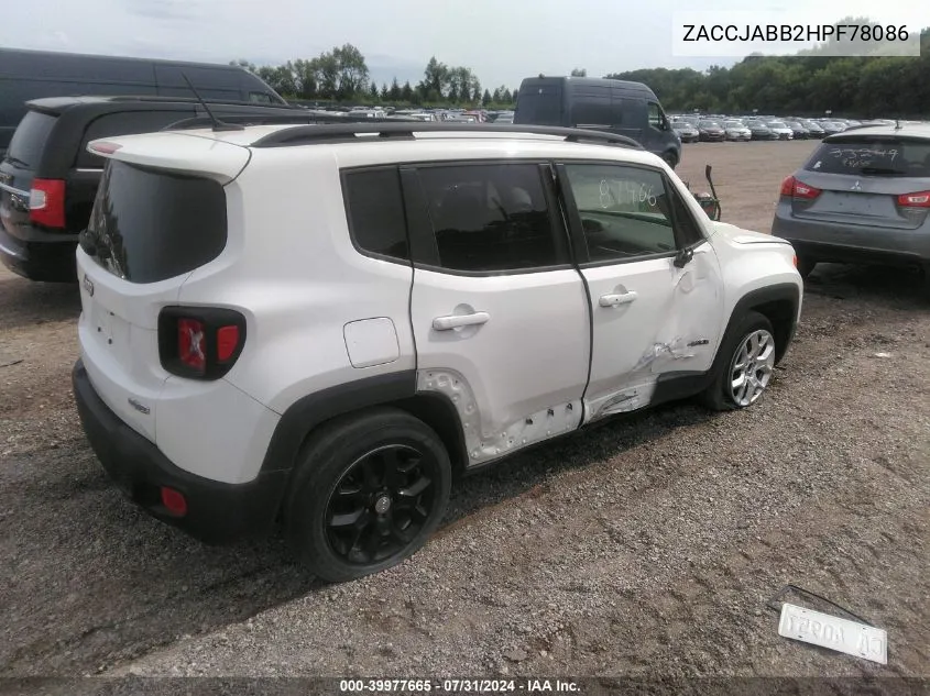 ZACCJABB2HPF78086 2017 Jeep Renegade Latitude Fwd