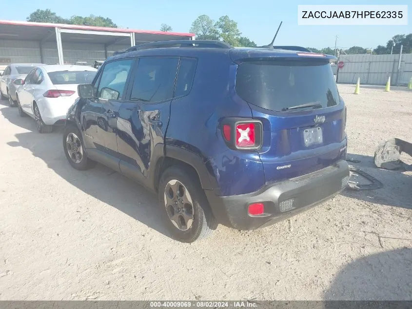 2017 Jeep Renegade Sport Fwd VIN: ZACCJAAB7HPE62335 Lot: 40009069