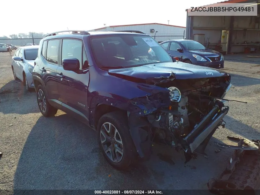 2017 Jeep Renegade Latitude 4X4 VIN: ZACCJBBB5HPG49481 Lot: 40023881