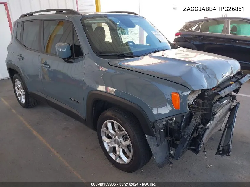 2017 Jeep Renegade Latitude VIN: ZACCJABB4HPG26851 Lot: 40159935