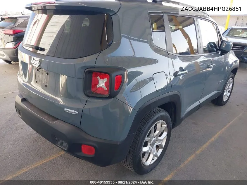 2017 Jeep Renegade Latitude VIN: ZACCJABB4HPG26851 Lot: 40159935