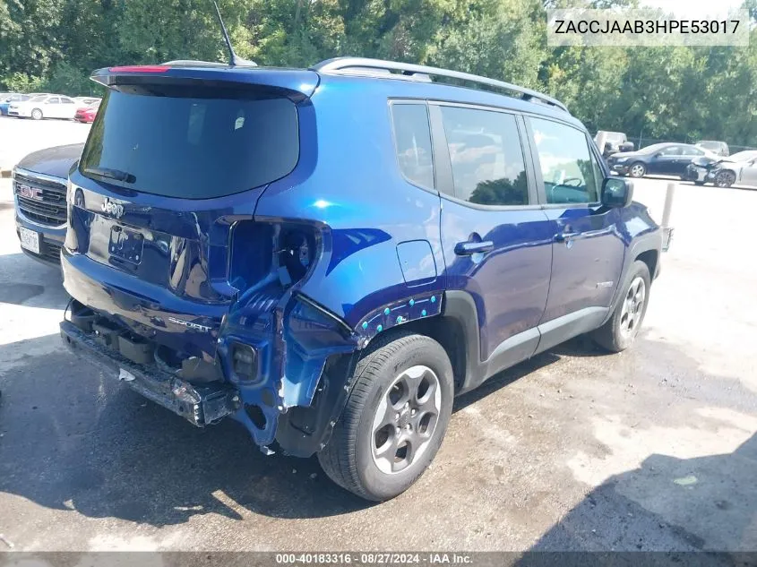 2017 Jeep Renegade Sport Fwd VIN: ZACCJAAB3HPE53017 Lot: 40183316