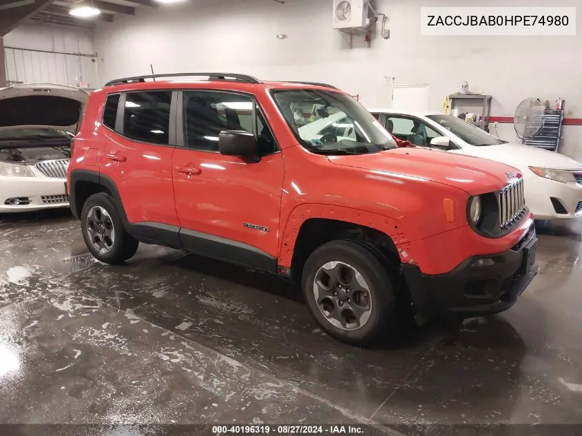 ZACCJBAB0HPE74980 2017 Jeep Renegade Sport 4X4