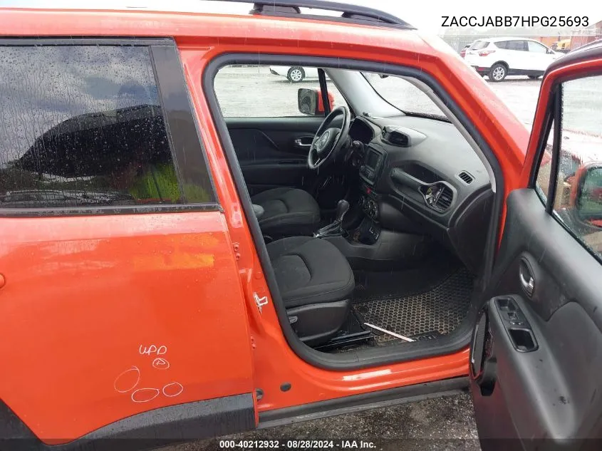 2017 Jeep Renegade Altitude Fwd VIN: ZACCJABB7HPG25693 Lot: 40212932