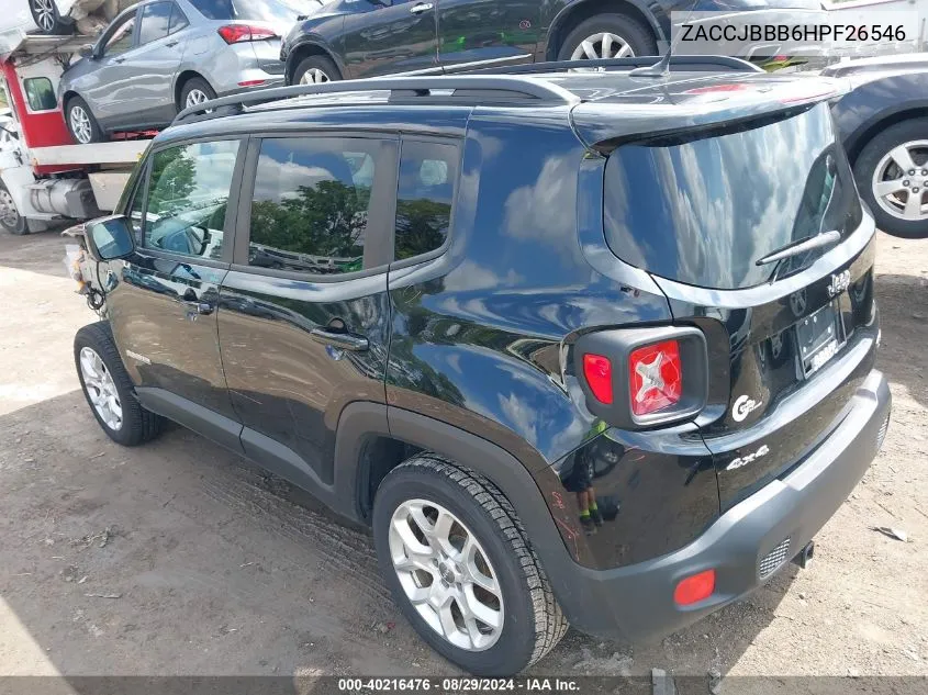 2017 Jeep Renegade Latitude 4X4 VIN: ZACCJBBB6HPF26546 Lot: 40216476