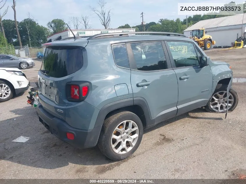 2017 Jeep Renegade Latitude 4X4 VIN: ZACCJBBB7HPG33573 Lot: 40220559