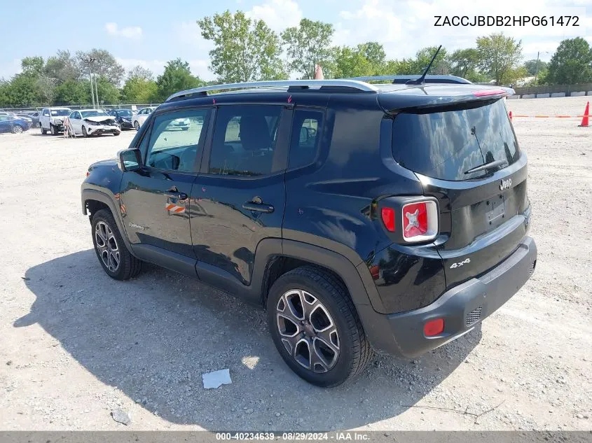 ZACCJBDB2HPG61472 2017 Jeep Renegade Limited 4X4