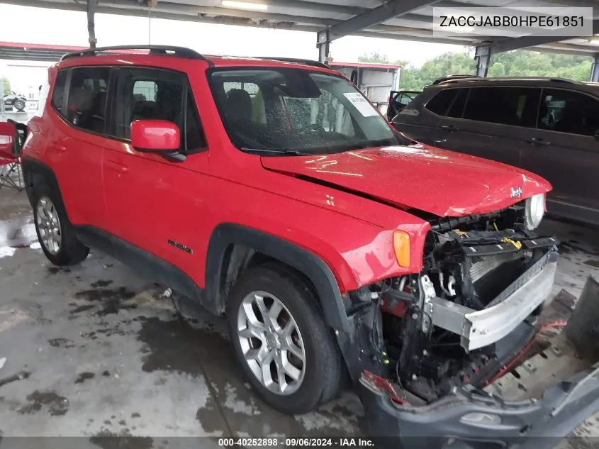 2017 Jeep Renegade Latitude Fwd VIN: ZACCJABB0HPE61851 Lot: 40252898