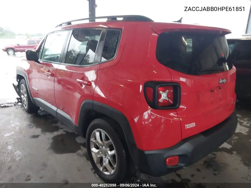 2017 Jeep Renegade Latitude Fwd VIN: ZACCJABB0HPE61851 Lot: 40252898