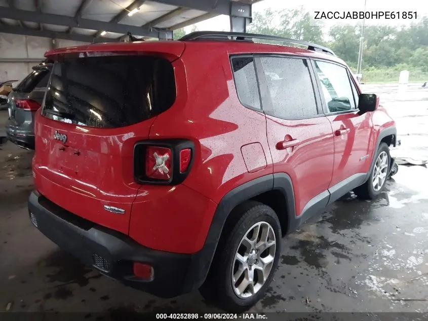 2017 Jeep Renegade Latitude Fwd VIN: ZACCJABB0HPE61851 Lot: 40252898