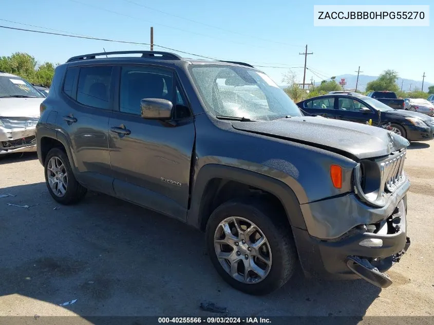 2017 Jeep Renegade Latitude 4X4 VIN: ZACCJBBB0HPG55270 Lot: 40255566