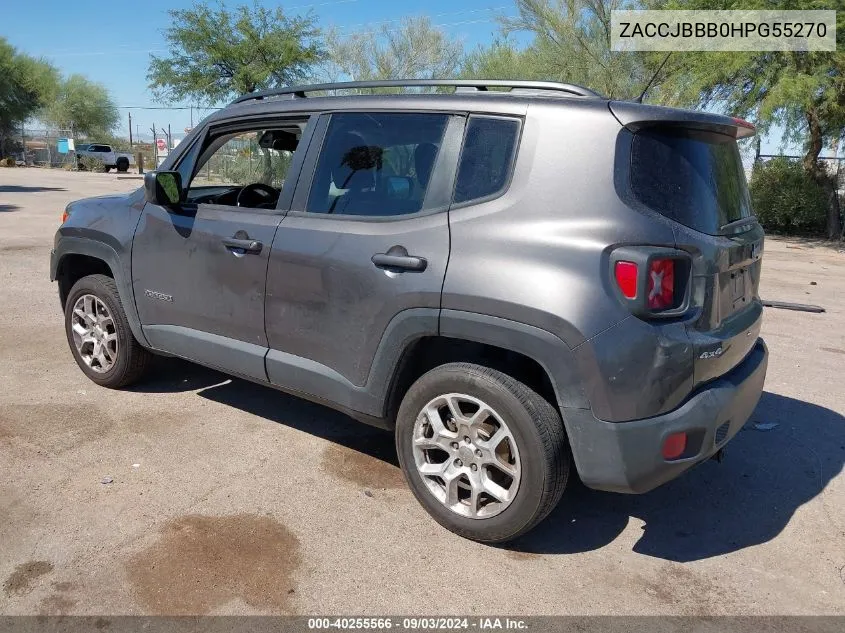 2017 Jeep Renegade Latitude 4X4 VIN: ZACCJBBB0HPG55270 Lot: 40255566