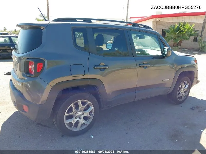 2017 Jeep Renegade Latitude 4X4 VIN: ZACCJBBB0HPG55270 Lot: 40255566