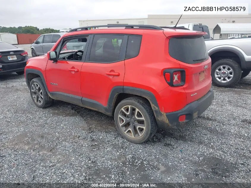 2017 Jeep Renegade Latitude 4X4 VIN: ZACCJBBB1HPG58579 Lot: 40299054