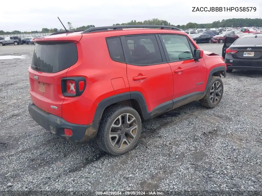 2017 Jeep Renegade Latitude 4X4 VIN: ZACCJBBB1HPG58579 Lot: 40299054