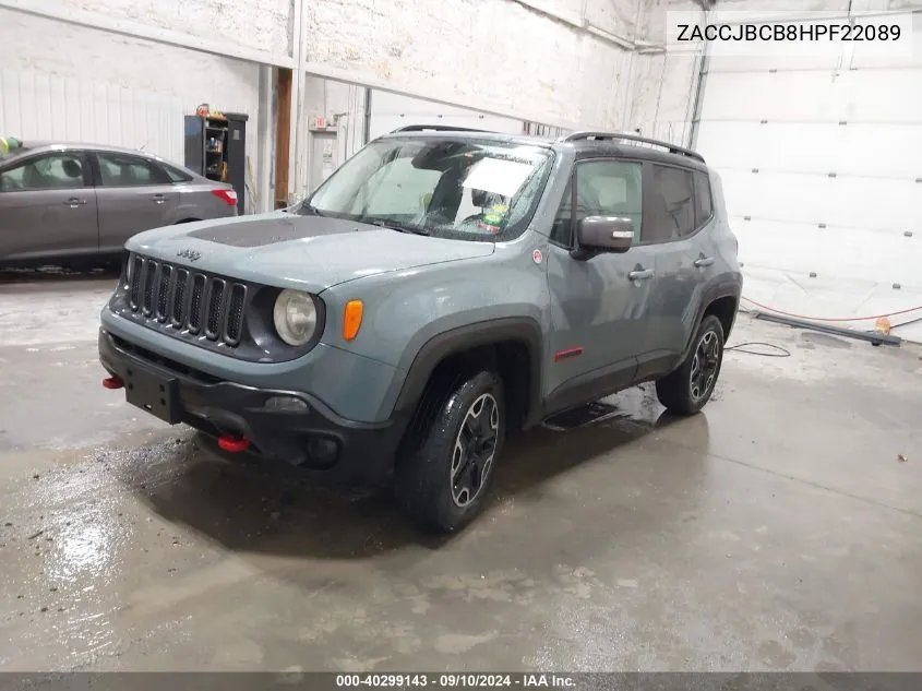 2017 Jeep Renegade Trailhawk 4X4 VIN: ZACCJBCB8HPF22089 Lot: 40299143