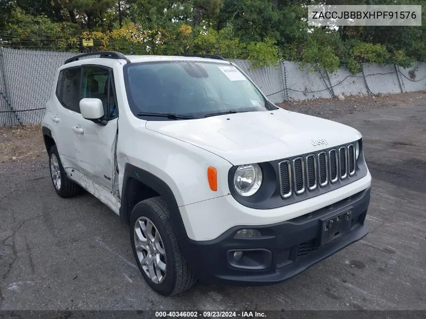 2017 Jeep Renegade Latitude 4X4 VIN: ZACCJBBBXHPF91576 Lot: 40346002