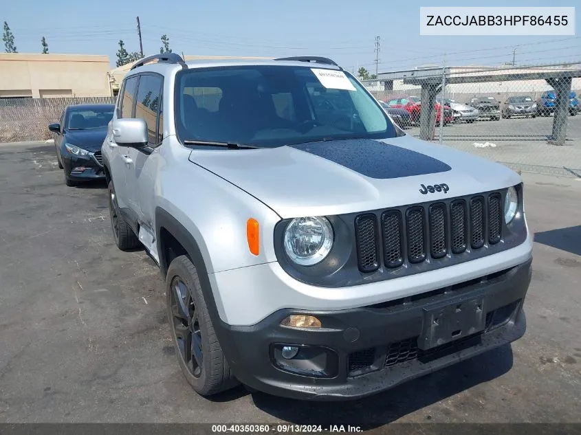 2017 Jeep Renegade Altitude Fwd VIN: ZACCJABB3HPF86455 Lot: 40350360