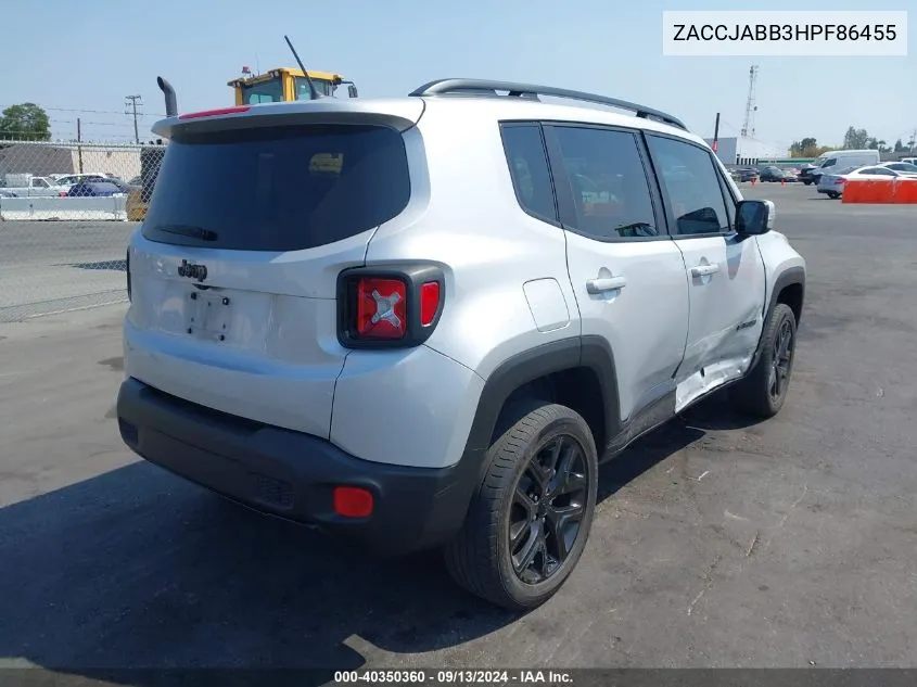 2017 Jeep Renegade Altitude Fwd VIN: ZACCJABB3HPF86455 Lot: 40350360