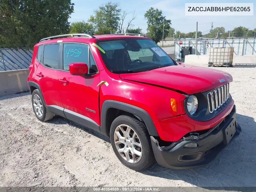 2017 Jeep Renegade Latitude Fwd VIN: ZACCJABB6HPE62065 Lot: 40354559