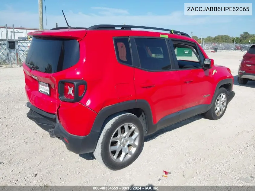 2017 Jeep Renegade Latitude Fwd VIN: ZACCJABB6HPE62065 Lot: 40354559