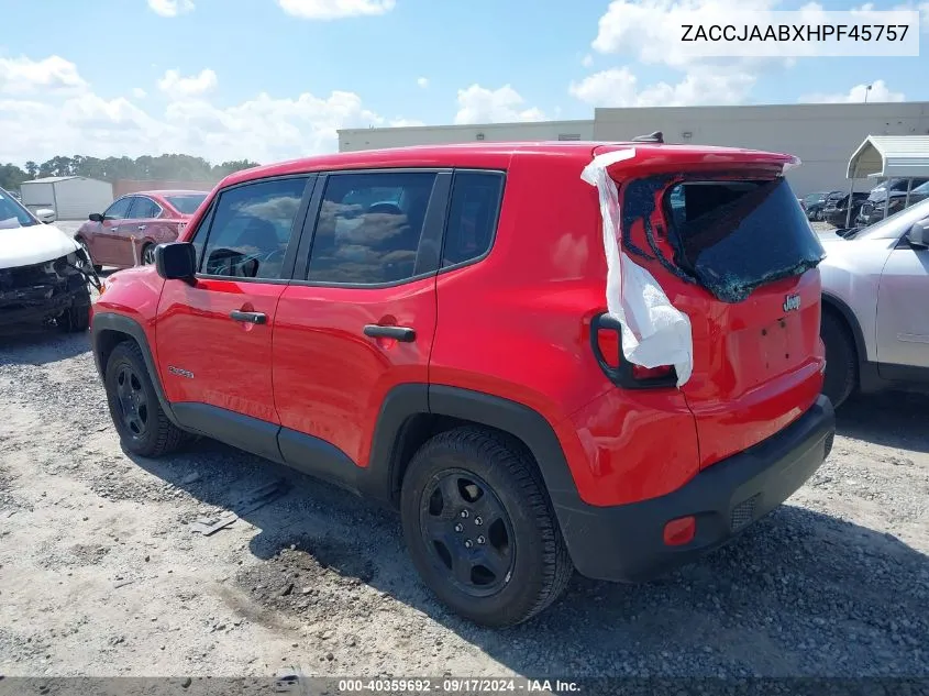 2017 Jeep Renegade Sport Fwd VIN: ZACCJAABXHPF45757 Lot: 40359692