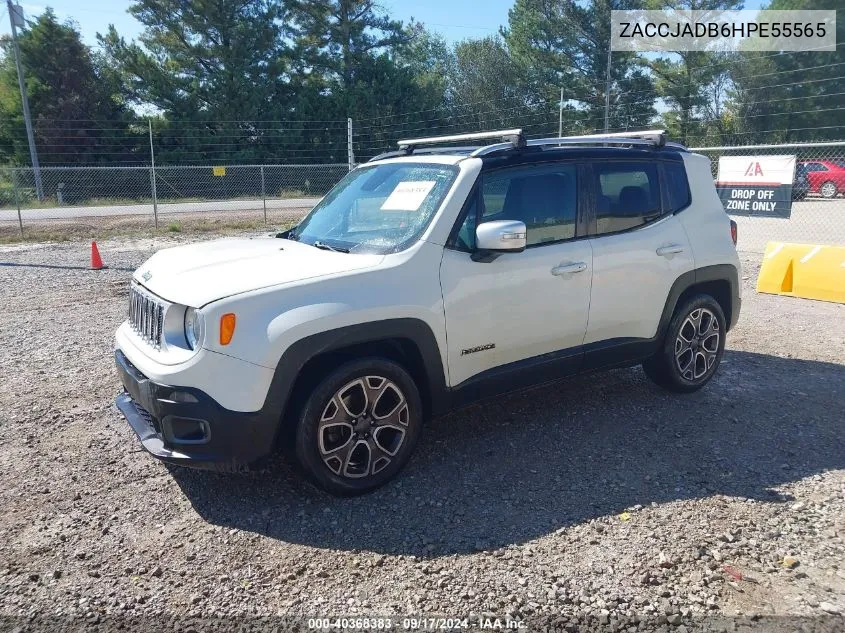 2017 Jeep Renegade Limited Fwd VIN: ZACCJADB6HPE55565 Lot: 40368383