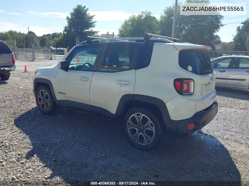 2017 Jeep Renegade Limited Fwd VIN: ZACCJADB6HPE55565 Lot: 40368383