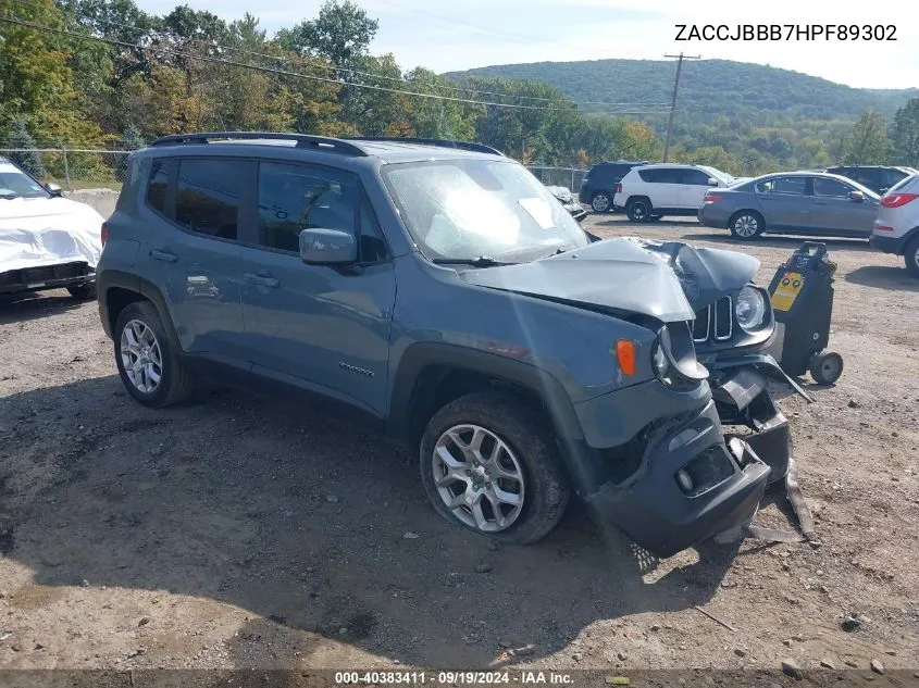 2017 Jeep Renegade Latitude 4X4 VIN: ZACCJBBB7HPF89302 Lot: 40383411