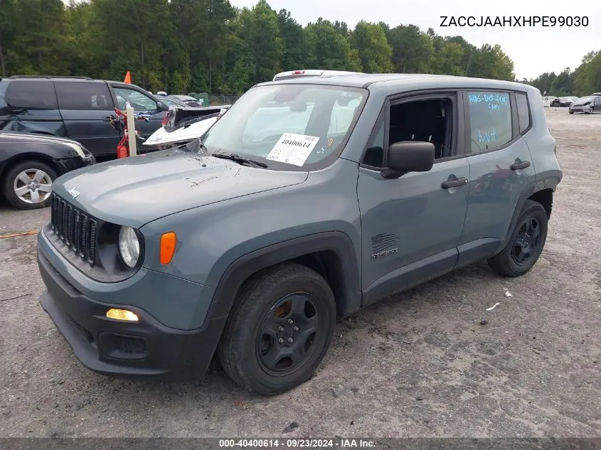 2017 Jeep Renegade Sport Fwd VIN: ZACCJAAHXHPE99030 Lot: 40400614