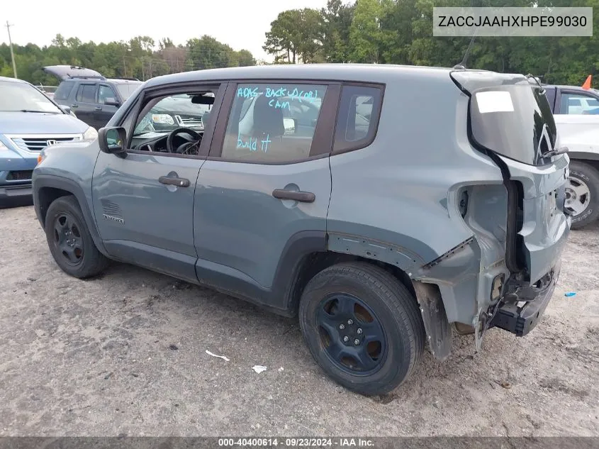 2017 Jeep Renegade Sport Fwd VIN: ZACCJAAHXHPE99030 Lot: 40400614