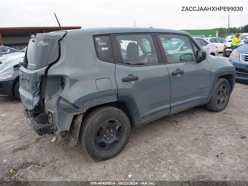 2017 Jeep Renegade Sport Fwd VIN: ZACCJAAHXHPE99030 Lot: 40400614