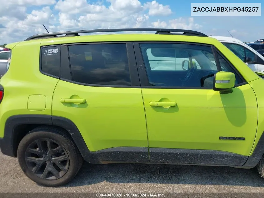 2017 Jeep Renegade Altitude Fwd VIN: ZACCJABBXHPG45257 Lot: 40470928