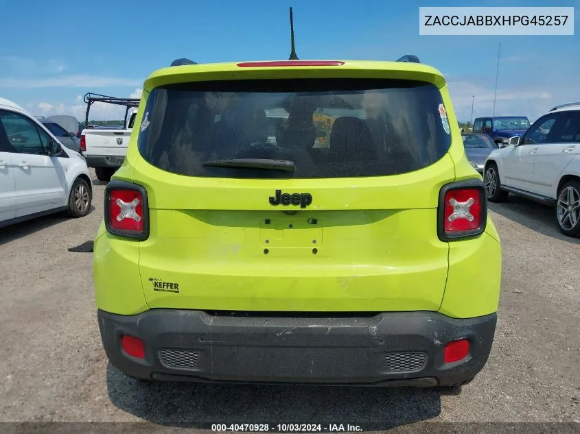 2017 Jeep Renegade Altitude Fwd VIN: ZACCJABBXHPG45257 Lot: 40470928