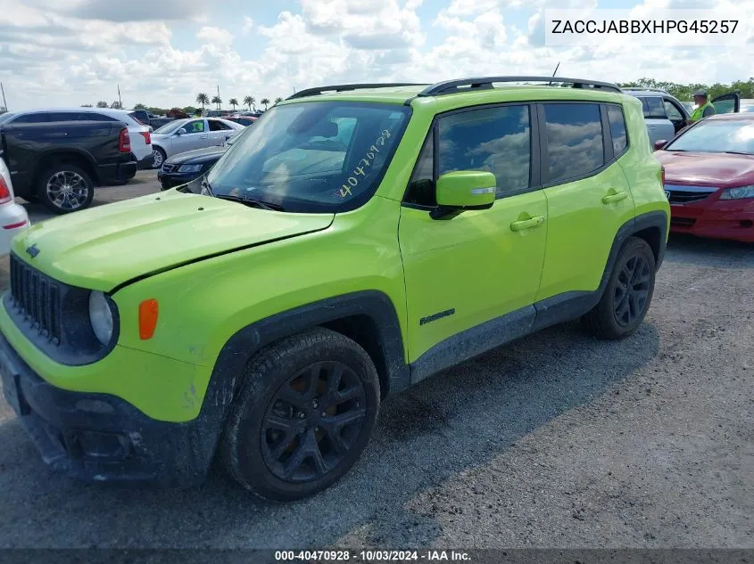 2017 Jeep Renegade Altitude Fwd VIN: ZACCJABBXHPG45257 Lot: 40470928