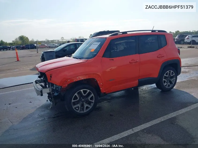 2017 Jeep Renegade Latitude 4X4 VIN: ZACCJBBB6HPF51379 Lot: 40486961