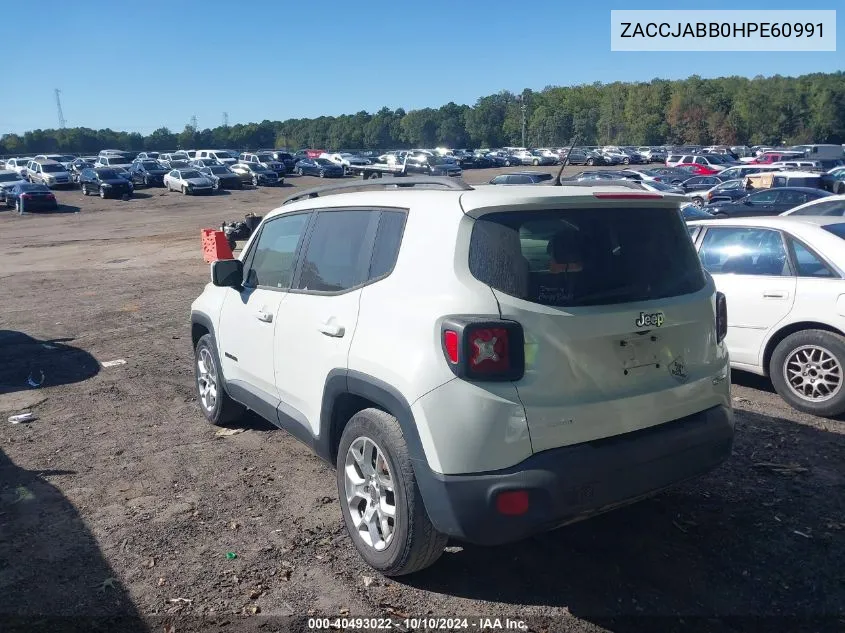 2017 Jeep Renegade Latitude Fwd VIN: ZACCJABB0HPE60991 Lot: 40493022