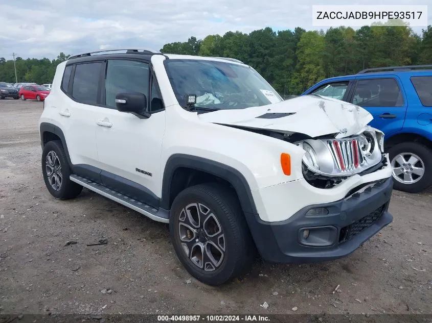 2017 Jeep Renegade Limited Fwd VIN: ZACCJADB9HPE93517 Lot: 40498957