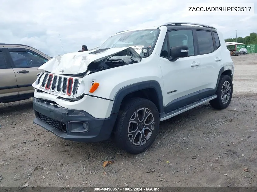 2017 Jeep Renegade Limited Fwd VIN: ZACCJADB9HPE93517 Lot: 40498957