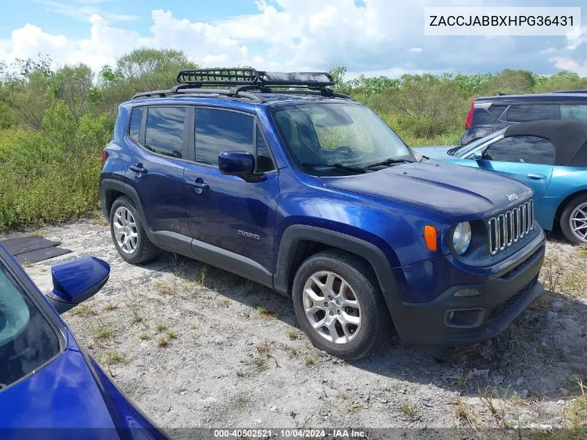 2017 Jeep Renegade Latitude Fwd VIN: ZACCJABBXHPG36431 Lot: 40502521