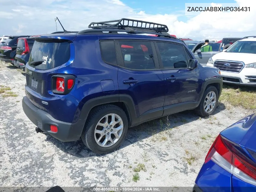 2017 Jeep Renegade Latitude Fwd VIN: ZACCJABBXHPG36431 Lot: 40502521